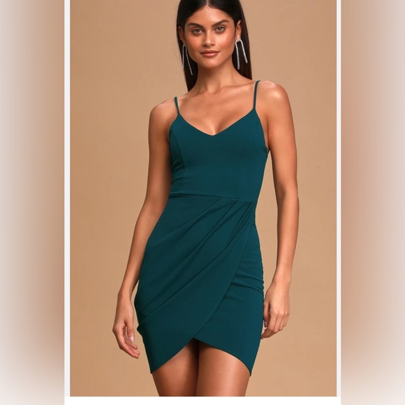 Lulu’s Forever Your Girl Teal Blue Mini Dress - Picture 1 of 9
